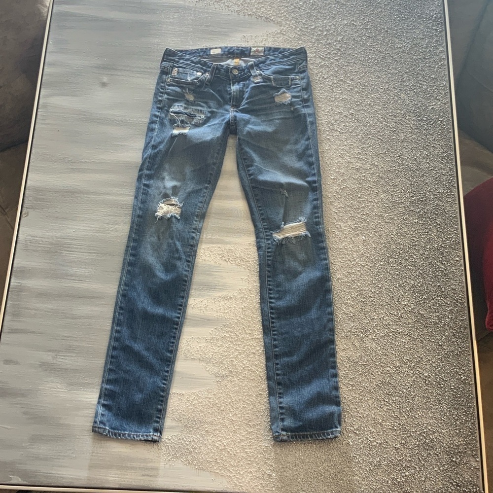 AG Adriano Goldschmied Distressed Blue Skinny Jeans